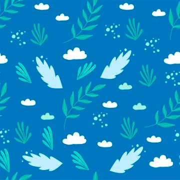 Seamless pattern of simple floral elements. Stock Illustration