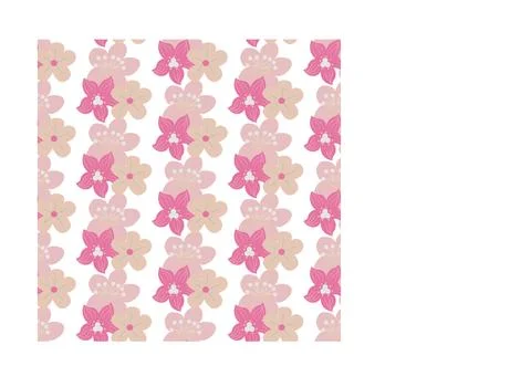 Seamless pattern of simple flowers and plant elements. Vector illustration in Stock Illustration