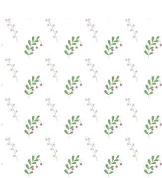 Seamless pattern of simple flowers and plant elements. Vector illustration in Stock Illustration