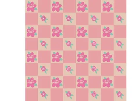 Seamless pattern of simple flowers and plant elements. Vector illustration in Stock Illustration