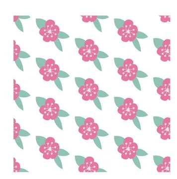 Seamless pattern of simple flowers and plant elements. Vector illustration .. Illustrazione stock