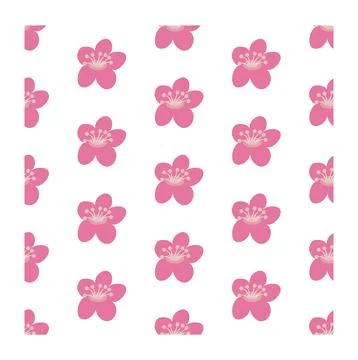 Seamless pattern of simple flowers and plant elements. Vector illustration .. Illustrazione stock