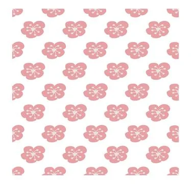 Seamless pattern of simple flowers and plant elements. Vector illustration .. Stock Illustration