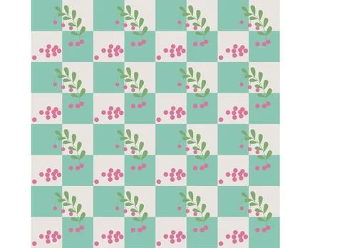 Seamless pattern of simple flowers and plant elements. Vector illustration in Stock Illustration