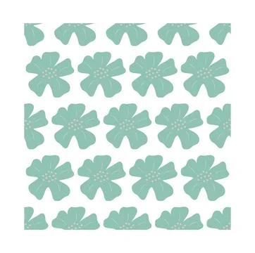 Seamless pattern of simple flowers and plant elements. Vector illustration in Stock Illustration