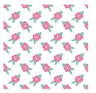 Seamless pattern of simple flowers and plant elements. Vector illustration in Stock Illustration