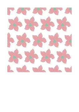 Seamless pattern of simple flowers and plant elements. Vector illustration in Stock Illustration