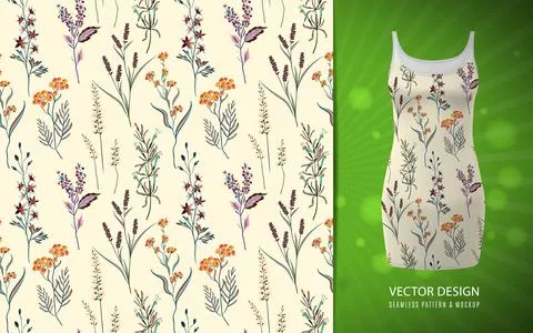 Seamless pattern. Simple flowers. Bouquets of wildflowers. Flower meadow. Hand イラスト素材