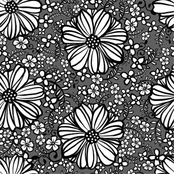 Seamless pattern with simple flowers Stock Illustration