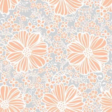 Seamless pattern with simple flowers Stock Illustration