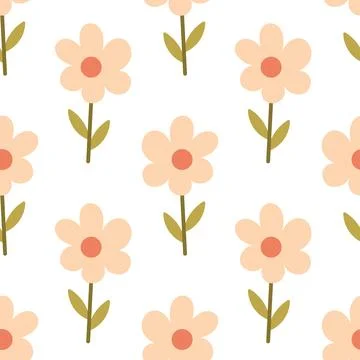 Seamless Pattern of Simple Flowers Stock Illustration
