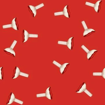 Seamless pattern simple fly agaric cartoon vector Stock Illustration