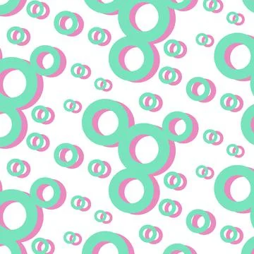 Seamless pattern of simple geometric shapes in green and pink hues. Abstract Illustrazione stock