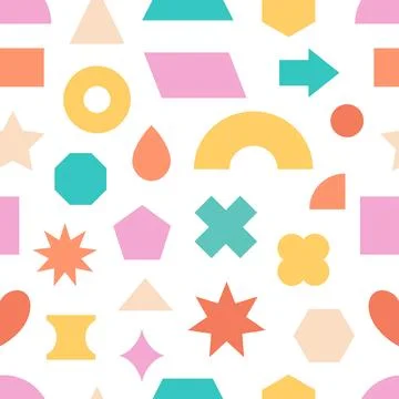 Seamless pattern with simple geometric shapes. Basic abstract geometry figure Stock Illustration