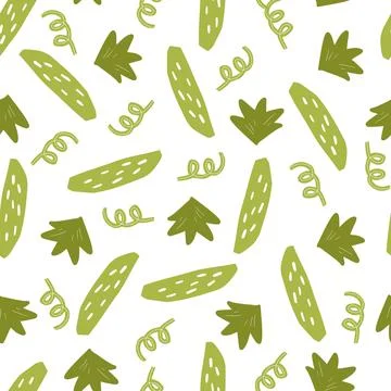 Seamless pattern of simple green cucumber. Stock Illustration