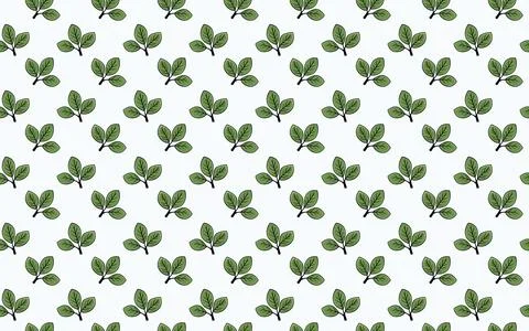 Seamless pattern of simple green leaves on a white background. Perfect for .. Stock Illustration
