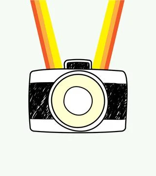 Seamless pattern simple hand drawn of a camera vector Stock Illustration