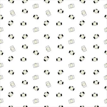 Seamless pattern simple hand drawn of a camera vector Stock Illustration