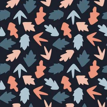 Seamless pattern with simple leaf shapes on dark background. For fabric, wall Stock Illustration