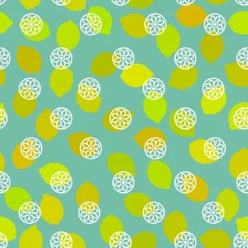 Seamless pattern simple with lemon, lime, yellow orange citrus fruit on an bl Stock Illustration