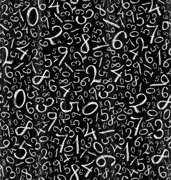 Seamless pattern: simple numbers on blackboard background Stock Illustration