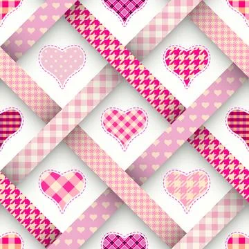 Seamless pattern of simple pink hearts isolated on white for wrapping paper o Stockillustratie