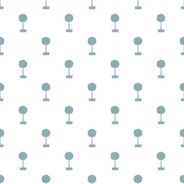 Seamless pattern with simple potted topiary tree icons Stock Illustration