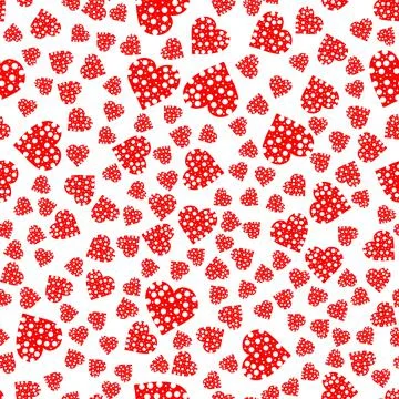 Seamless pattern of simple red hearts of different sizes Stock Illustration