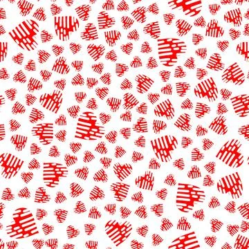 Seamless pattern of simple red hearts of different sizes Stock Illustration