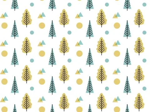 Seamless pattern of simple Scandinavian trees. Stock Illustration