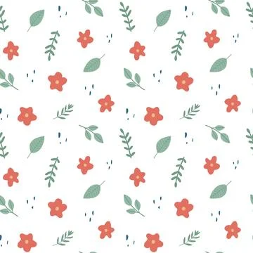 Seamless pattern with simple small flowers in childish style. Suitable for kids Stock Illustration