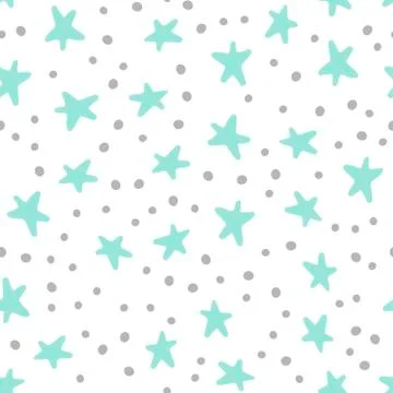 Seamless pattern of simple star and dote Stock Illustration