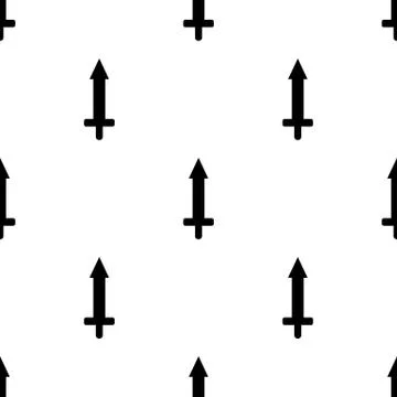 Seamless pattern with simple sword icons. Black silhouette of knife. Vector. Stock Illustration
