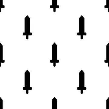 Seamless pattern with simple sword icons. Black silhouette of knife. Vector. Stock Illustration