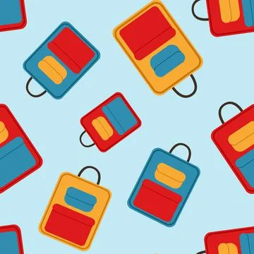 Seamless pattern of a simple travel suitcase, isolated vector illustration in a Illustrazione stock