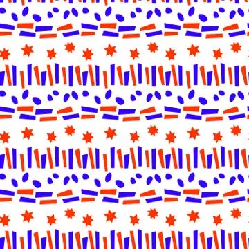 Seamless pattern of simple vector bright elements stars points rounds stripes Stock Illustration