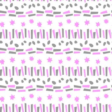 Seamless pattern of simple vector bright elements stars points rounds stripes Illustrazione stock