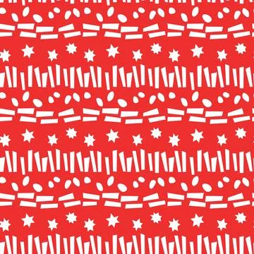 Seamless pattern of simple vector bright elements stars points rounds stripes Stock Illustration