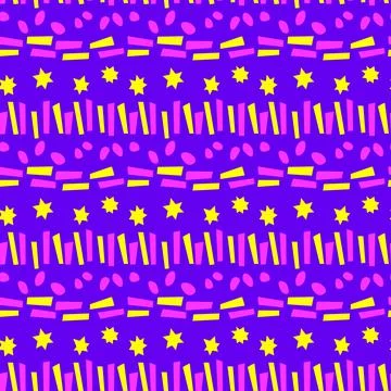 Seamless pattern of simple vector bright elements stars points rounds stripes Stock Illustration