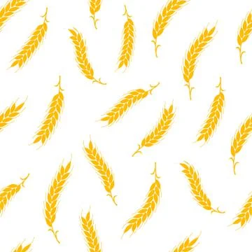 Seamless pattern. Simple vector ears of wheat isolated on white Stock Illustration