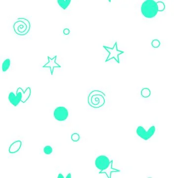 Seamless pattern of simple vector outline bright green elements stars hearts  Stock Illustration