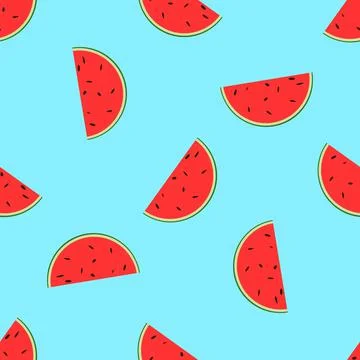 A seamless pattern of a simple watermelon slice, an element for menus, banners Stock Illustration