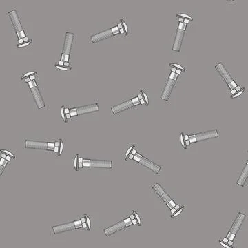 Seamless pattern Single steel carriage bolt with domed head and square neck f Stock Illustration