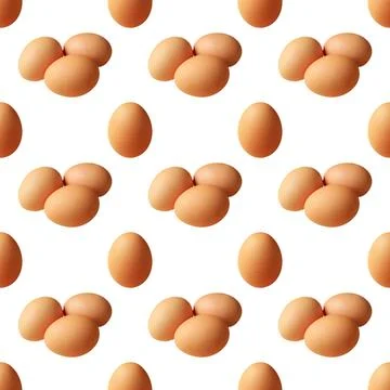 Seamless Pattern of Single with Triple Eggs on  White Background Foto stock
