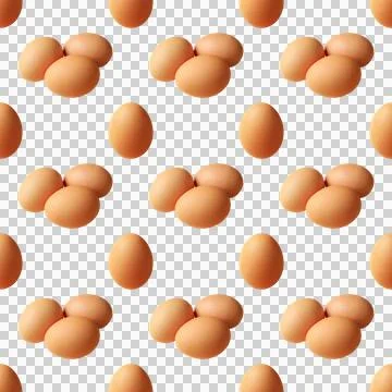 Seamless Pattern of Single with Triple Eggs on transparent backdrop, PNG file Stockfoto's