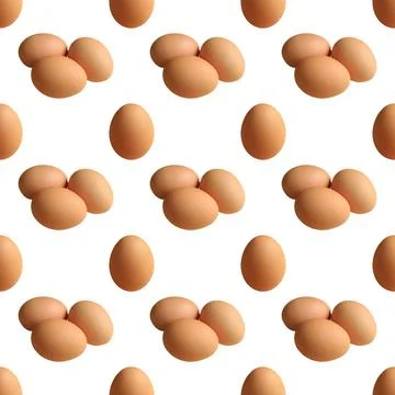 Seamless Pattern of Single with Triple Eggs on white background Stockfoto's