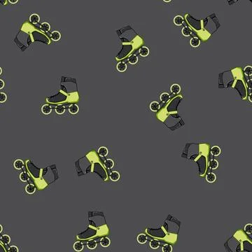 Seamless pattern skate inline skates cartoon vector Illustrazione stock