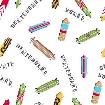 Seamless pattern skateboard and longboards Stock Illustration