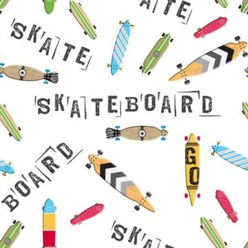 Seamless pattern skateboard and longboards Stock Illustration
