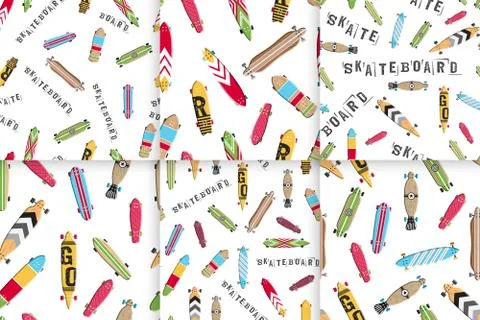Seamless pattern skateboard and longboards Stock Illustration
